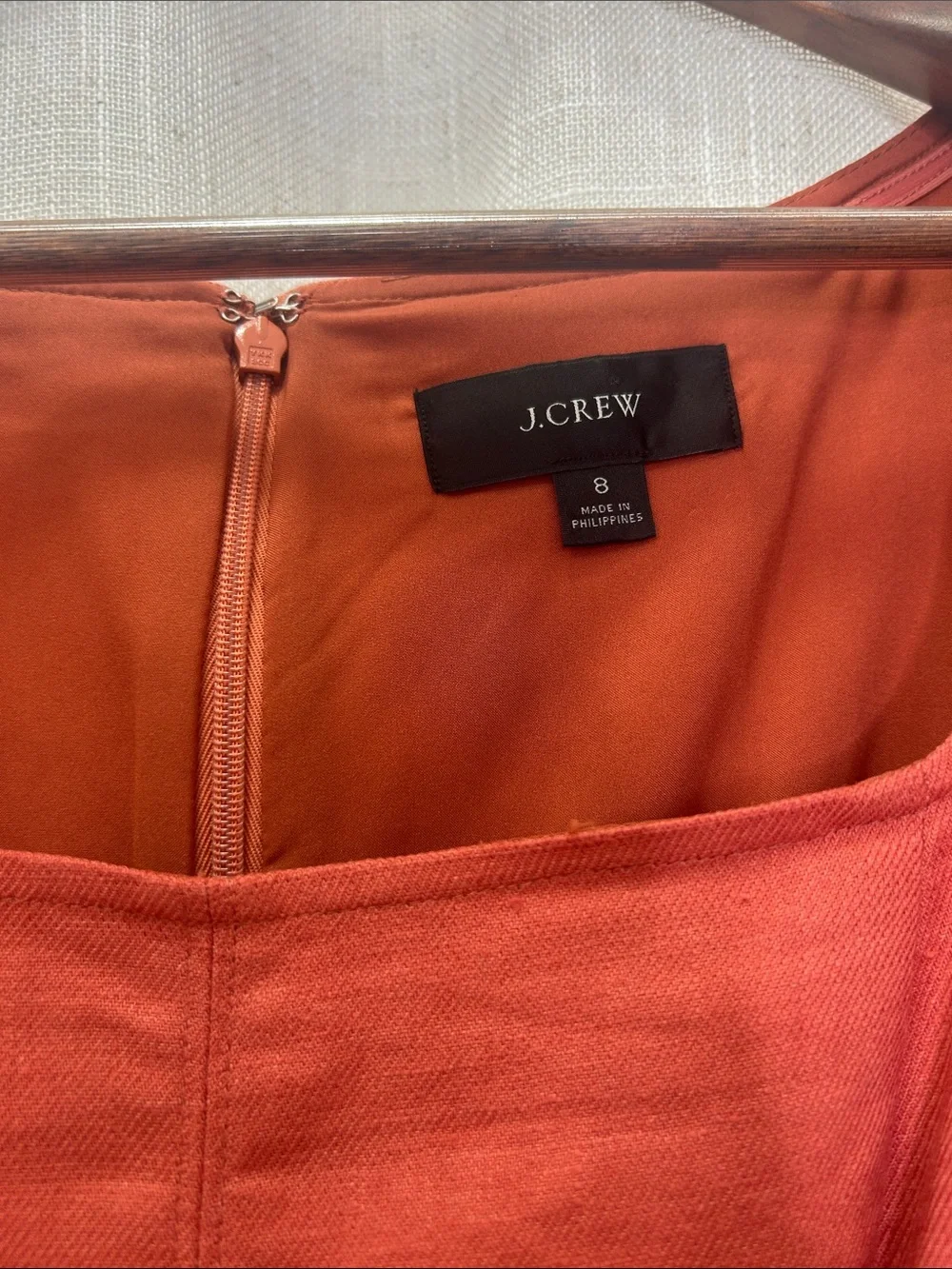 J. Crew Rust Short-Sleeve Square Neck Sheath Dress Size 8 Excellent Condition